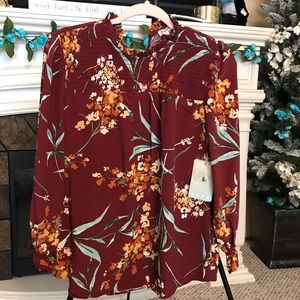 Lily White Floral long Sleeve Top/Blouse(New)